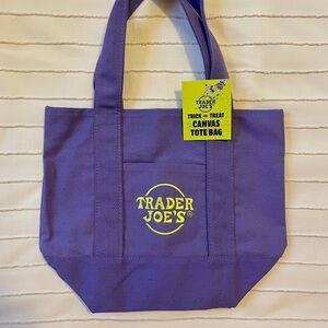 NWT Trader Joe's Purple Mini Canvas Tote Bag